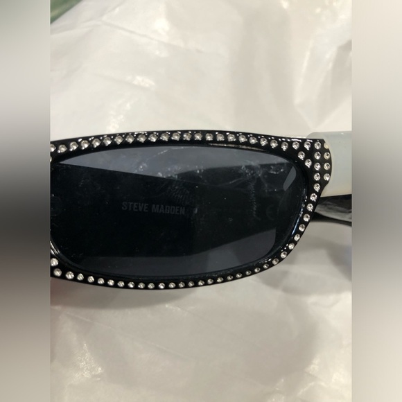 Steve Madden Selkie black rhinestone bedazzled bling rectangle frame sunglasses‎ main image 7